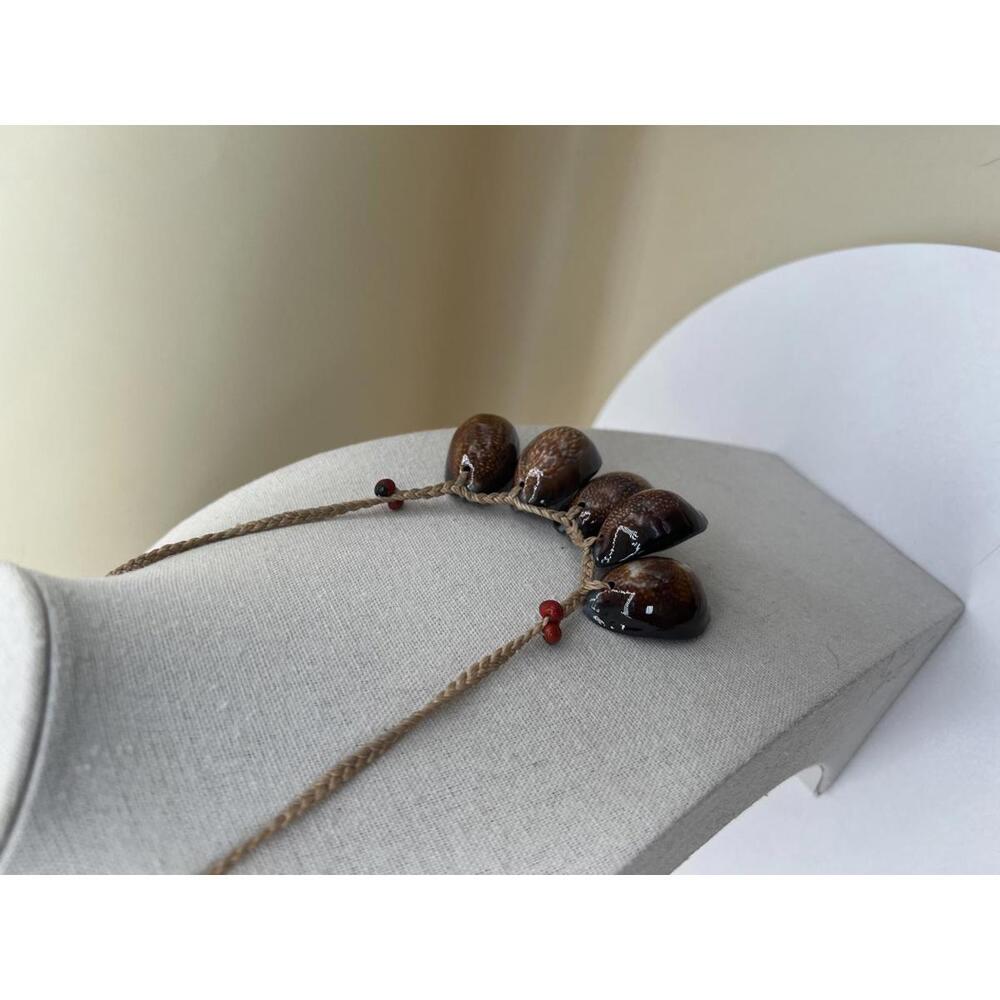 Native American Style Necklace with Brown Shell Pendants N65 - Picture 5 of 10